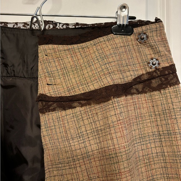 Industry Brown Plaid Skirt with Bird Print Size 28 - Picture 6 of 8